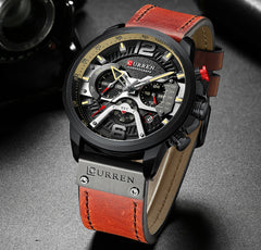 Military Leather Chronograph Wristwatch